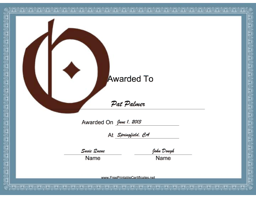 Offset O Monogram certificate