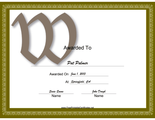 Offset W Monogram certificate