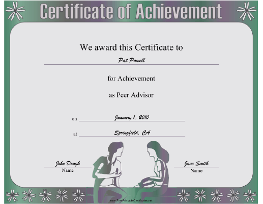 Peer Advisor certificate