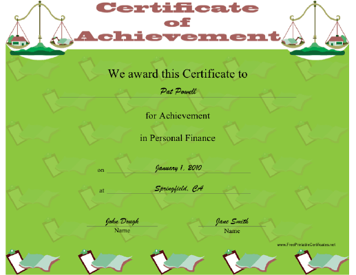 Personal Finance certificate