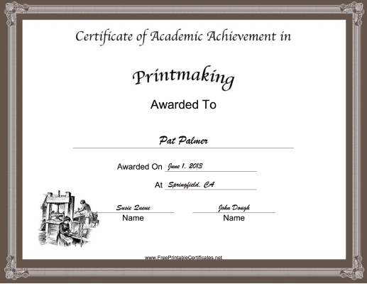 Printmaking Academic certificate