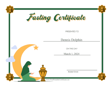 Ramadan Fasting certificate