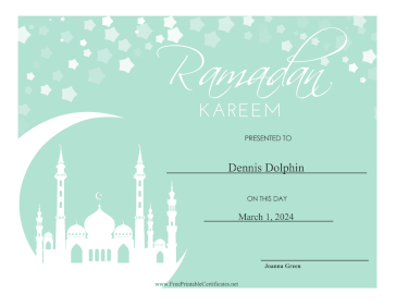 Ramadan Kareem certificate