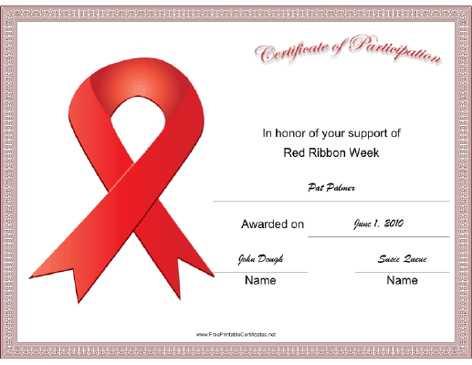 Red Ribbon Week Ribbon certificate