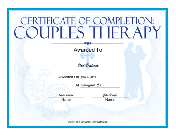 Religious Couples Therapy certificate