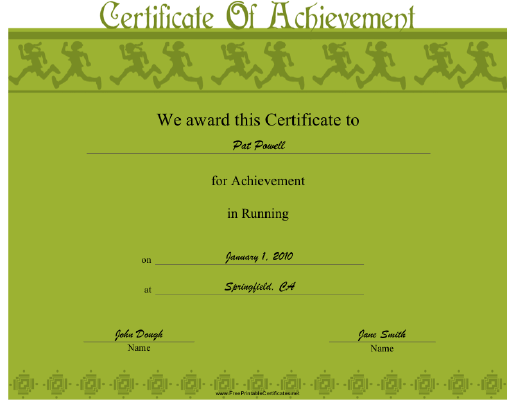 Running certificate