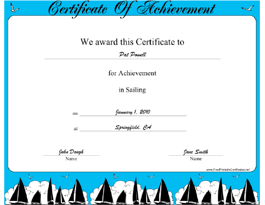 Sailing certificate