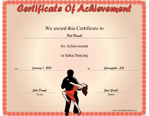 Salsa Dancing certificate