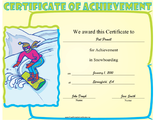 Snowboarding certificate