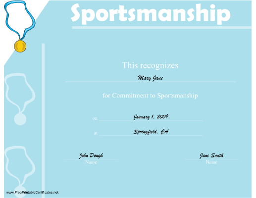 Sportsmanship certificate