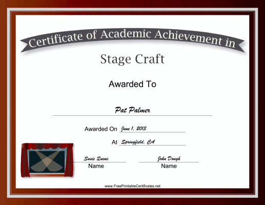 Stage Craft Academic certificate