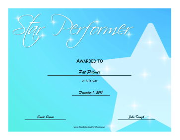 Star Performer certificate