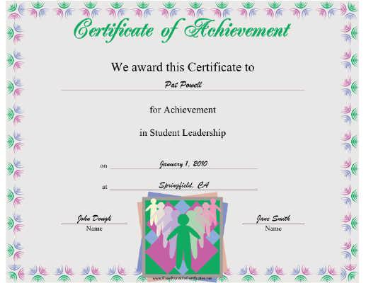 Student Leadership certificate