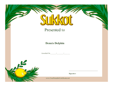 Sukkot certificate