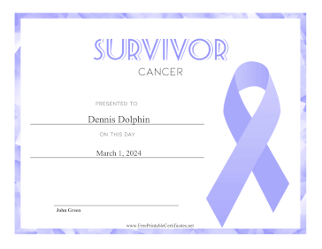 Survivor of Cancer certificate