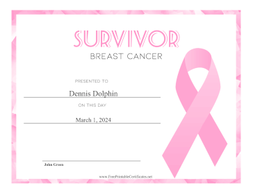 Survivor of Breast Cancer certificate