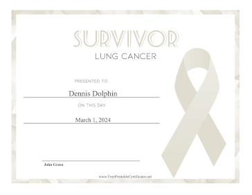 Survivor of Lung Cancer certificate