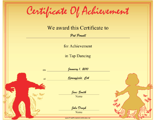 Tap Dancing certificate