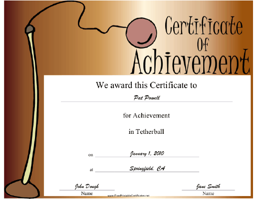 Tetherball certificate