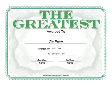 The Greatest certificate