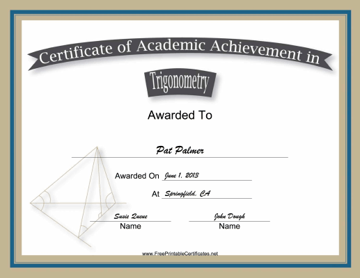 Trigonometry Academic certificate