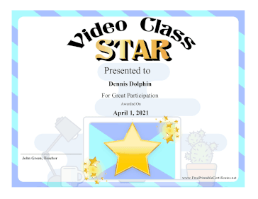 Video Class Star certificate