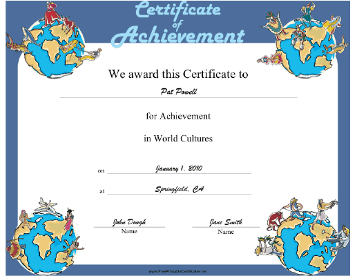 World Cultures certificate