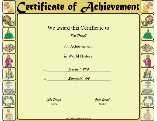 World History certificate