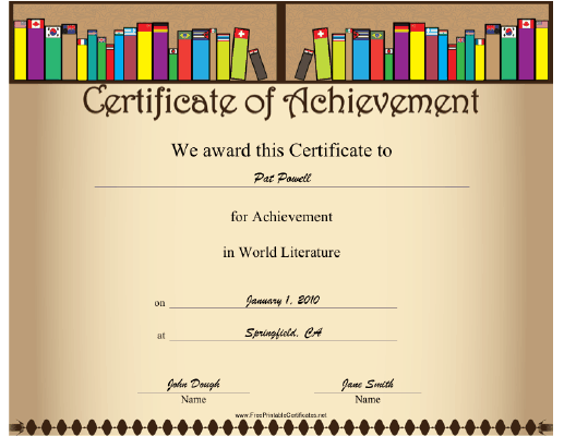 World Literature certificate