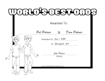 Worlds Best Dads BW certificate