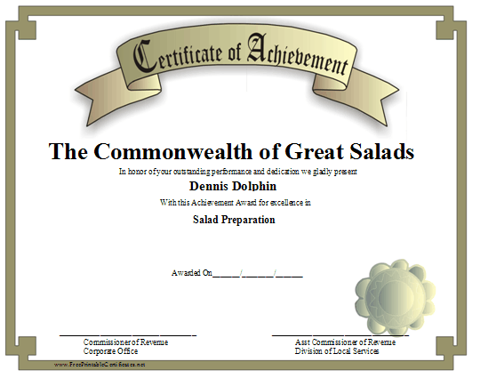 Achievement certificate