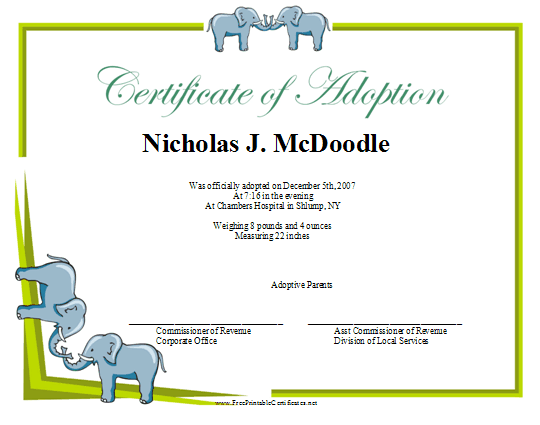 Adoption certificate