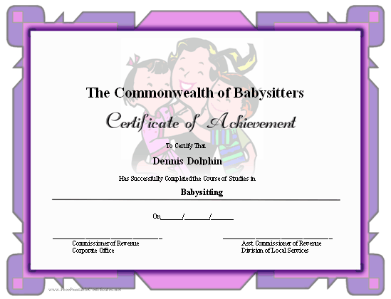 Achievement - Babysitting certificate