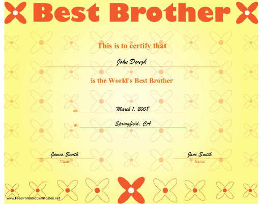 Best Brother certificate