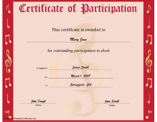 choir certificate template