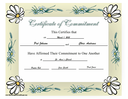 Commitment certificate