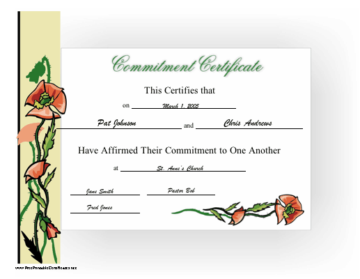 Commitment certificate