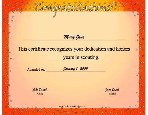 Congratulations certificate