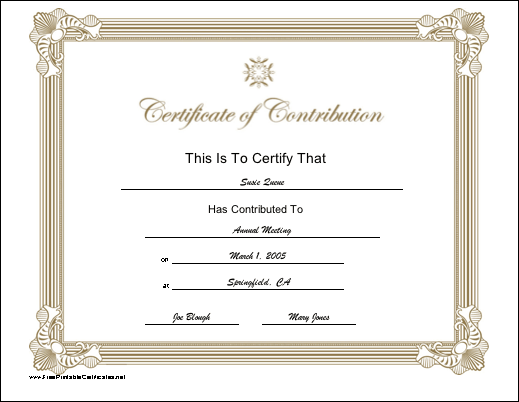 Contribution certificate