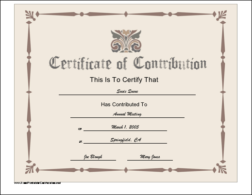 Contribution certificate