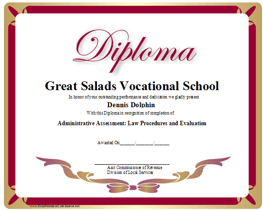 Diploma certificate