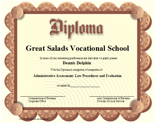 Diploma certificate