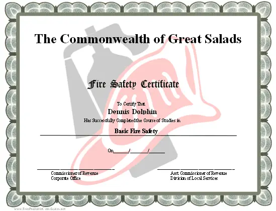 fire extinguisher certificate template
