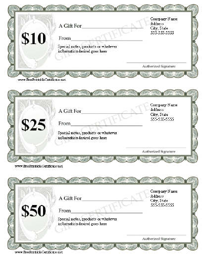 Gift certificate