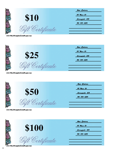 Blank Gift certificate