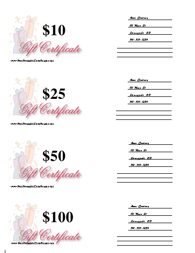 Blank Gift certificate