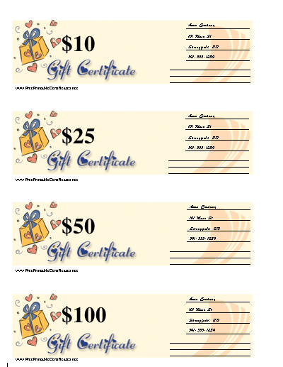 Blank Gift certificate