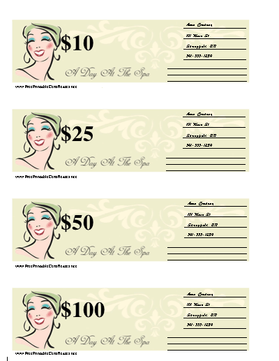 Blank Spa Gift certificate