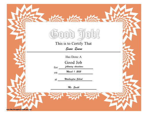 Good Job certificate