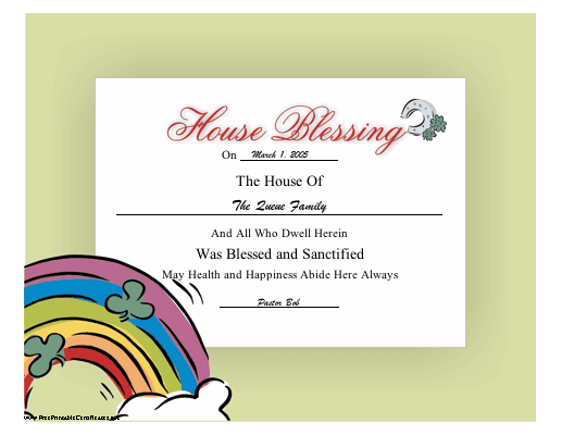 House Blessing certificate